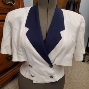 VINTAGE 80's White & Navy Blazer